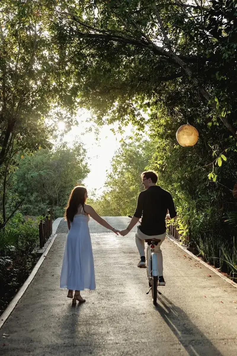 Ally and Marius sharing a quiet, joyful moment outdoors
